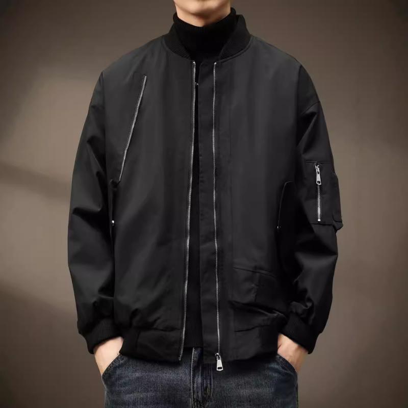 ジャケット 男性用 MA1 パイロットジャケット ミリタリージャケット ブルゾン 野球服 運動着 アウター 普段使い 春秋 ポリエステル 無地 黒 グレー ピンク系