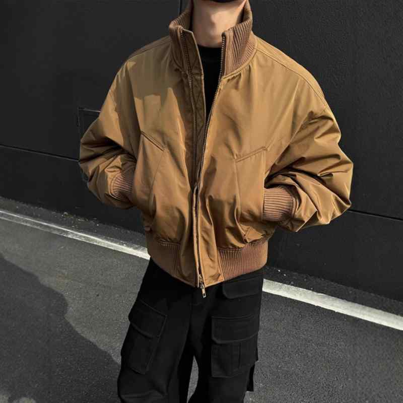 ジャケット 男性用 フライトジャケット ブルゾン MA-1 ミリタリージャケット スタンドカラー ショート丈 春秋 薄手 普段使い カジュアル ワーク アメカジ ポリエステル ブラウン ブラック