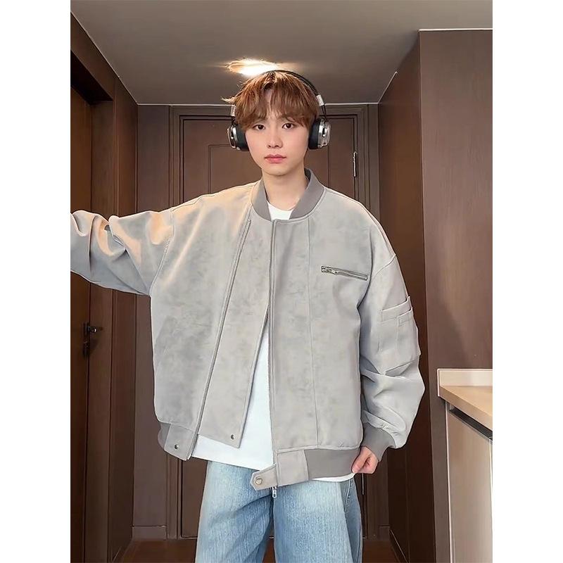 ジャケット 男性用 ハリントンジャケット ブルゾン MA-1 フライトジャケット 野球服 ジャンパー アウター 耐摩耗 長袖 春物 グレー ブラック コーヒー色
