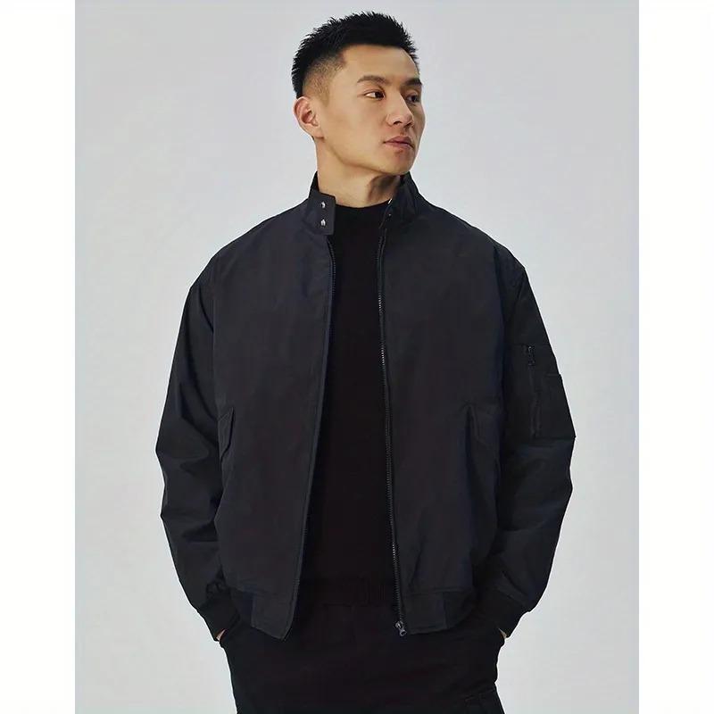 ジャケット 男性用 MA-1 フライトジャケット ヴィンテージ風 立襟 ワークジャケット ブルゾン ブラック 普段使い 4,500円