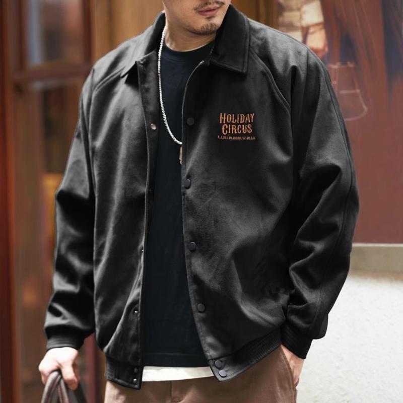 ジャケット 男性用 レトロ スエード ブルゾン ゆったり ビッグサイズ カジュアル フライトジャケット 野球服 ブラック グレー カーキ 秋服 長袖 ドロップショルダー