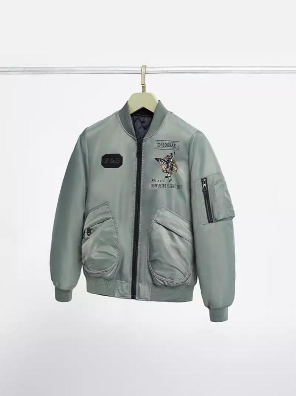 上衣 成人男性用 飛翔上衣 MA-1 ミリタリー上衣 防風 耐摩耗 年月 秋冬 加綿 朦々たる 立ち襟 濫りがわしい 軍緑 黒 ポリエステル