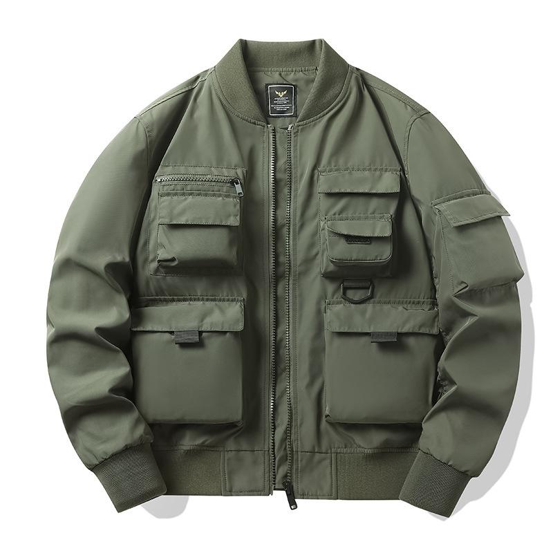 ジャケット 男性用 ミリタリー フライトジャケット MA-1 ブルゾン ジャンパー スタンドカラー 多ポケット 作業着 長袖 春秋 耐摩耗｜イーマイショップ 8,937円