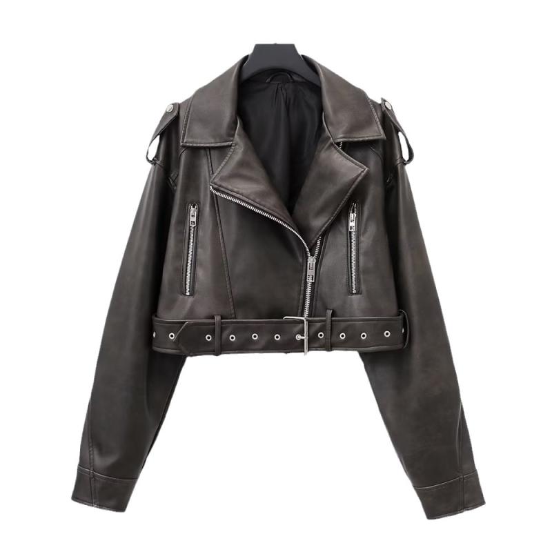 ジャケット レディース 秋冬 水洗 フェイクレザー ライダースジャケット バイカージャケット PU ジップアップ アウター 長袖 ブルゾン ジャンパー ストリート カジュアル