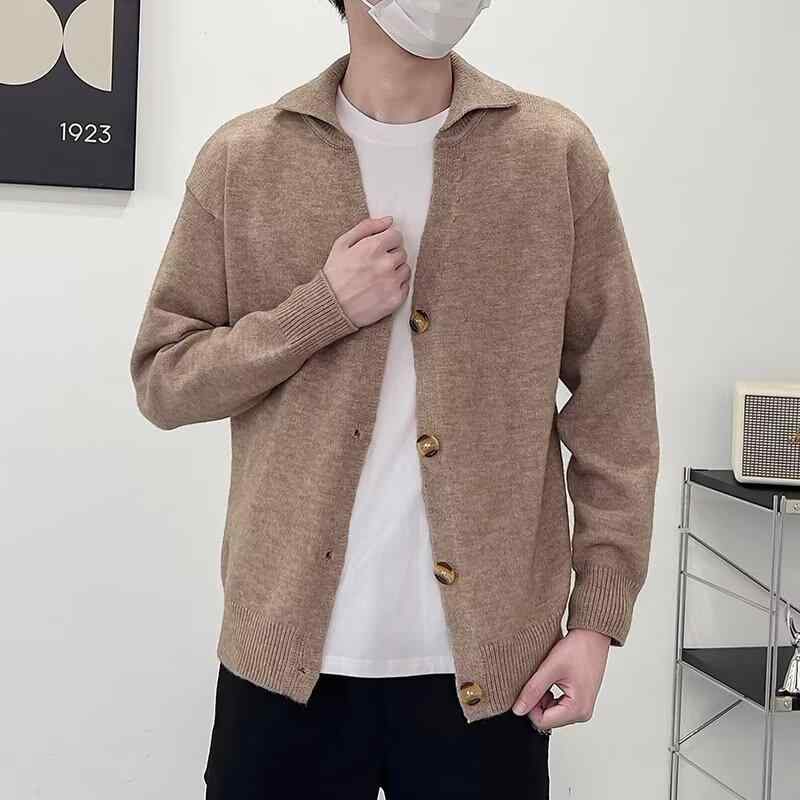 カーディガン メンズ ニットカーディガン 春秋 男性用 襟付き 前開き セーター レトロ 羽織り ライトアウター カジュアル トップス 無地 長袖 普段使い