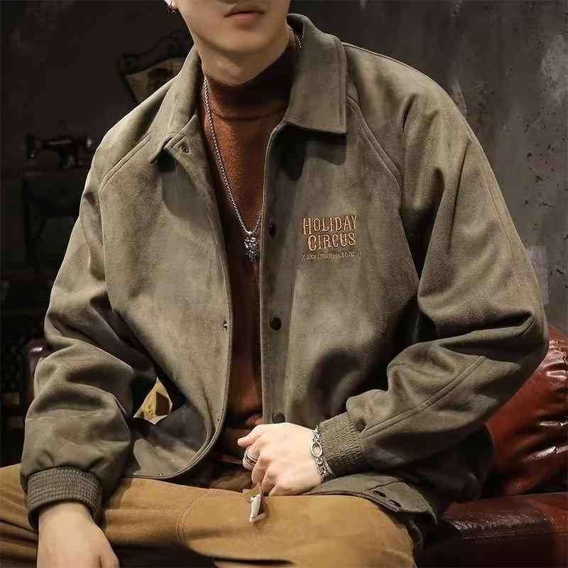 ジャケット 男性用 スエード ブルゾン 裏起毛 秋冬 アウター ミリタリー MA-1風 ジャンパー ジャンバー フライトジャケット スタジャン 野球服