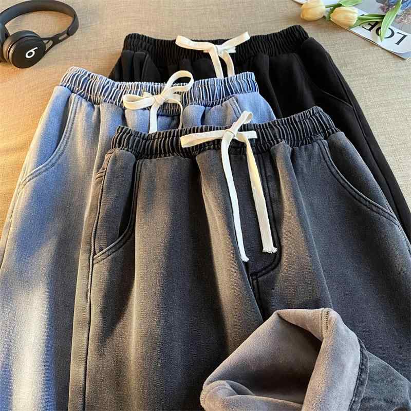 デニム メンズ 男性用 ジーンズ 加絨 暖パン ストレート ジーパン ズボン パンツ 普段使い リラックス 伸縮性 冬