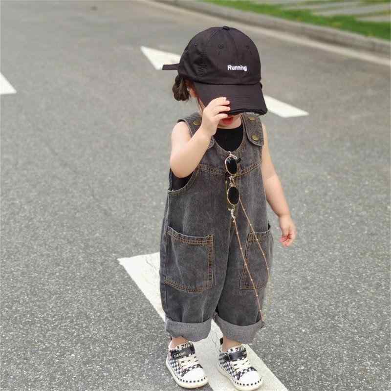 子供服 パンツ 春夏 デニム オーバーオール ベビー 女の子 かわいい サロペット 長ズボン 綿 黒 グレー 80cm 90cm 100cm 110cm 120cm 130cm 140cm
