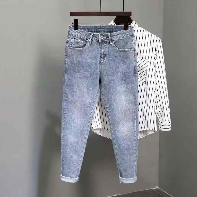 デニム メンズ デニムパンツ ジーンズ スリム 細身 ストレッチ 伸縮 ジーパン スキニーパンツ ストレート 9分丈 オールシーズン ズボン パンツ 男性用
