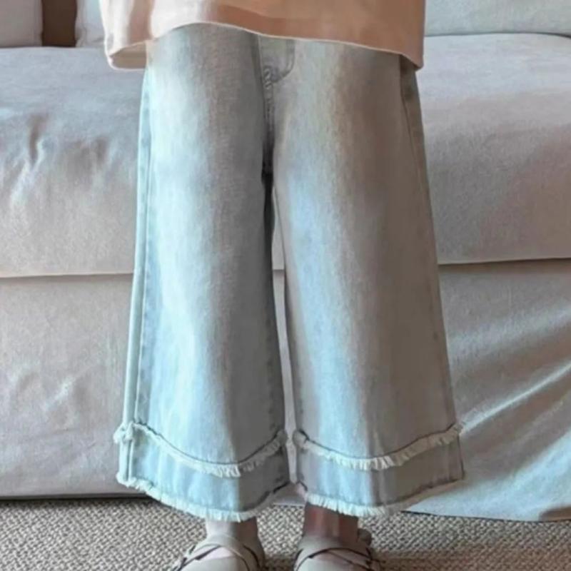 子供服 デニムパンツ 女の子 春秋 普段使い かわいい ワイドレッグパンツ 90cm 100cm 110cm 120cm 130cm 140cm
