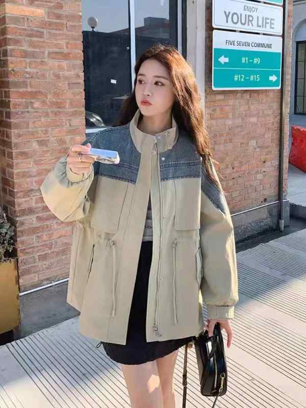 上衣 レディース 韓国風 ゆったり ワークテイスト うつり変わり ミリタリー 上衣 前掛け アウター 長袖 年月 表どおり 心地よい