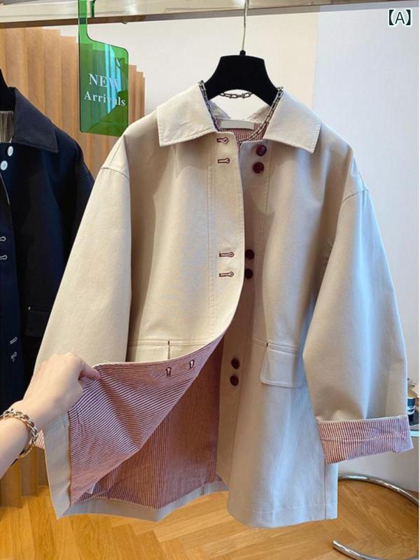 ウィンドブレーカー レディース 中長丈 ゆったり リネン混紡 日本風 アウター カーキ色 黒色 M L XL 2XL