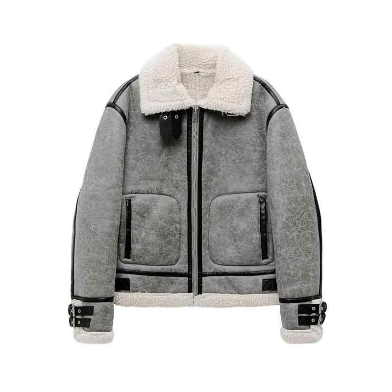 ジャケット 男性用 防寒 フェイクファー リバーシブル ブルゾン アウター 冬服 普段使い ストリート カジュアル 灰色 ポリエステル