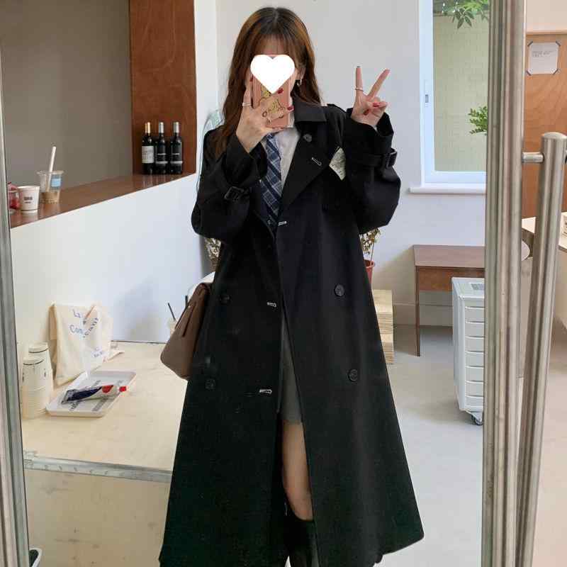 コート レディース 春秋 韓国風 おしゃれ 高見え 大学生 ロング丈 トレンチコート アウター 上着 ポリエステル 無地 長袖 ブラック カーキ 7,862円