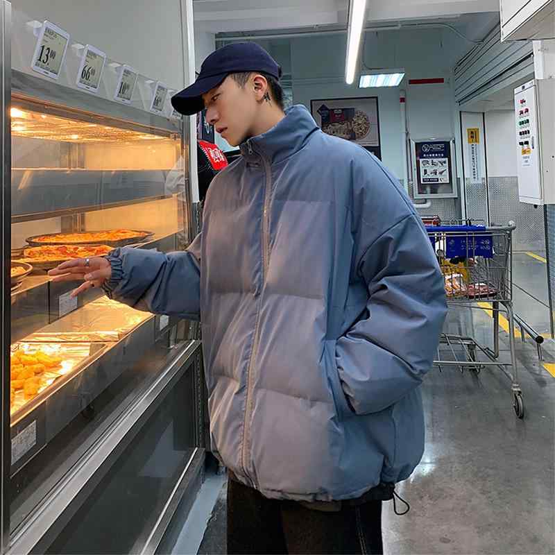 ジャケット 男性用 中綿入り ジャンパー ブルゾン 防寒 暖かい ポリエステル ブラック デニムブルー M L XL XXL
