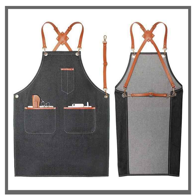 エプロン 男性用 女性用 ファッション 厚手帆布 作業着 カフェエプロン デニム 無地 灰色 ブルー ブラック ベージュ アフリカ ヨーロッパ 南米 東南アジア 北米 東北アジア 中東