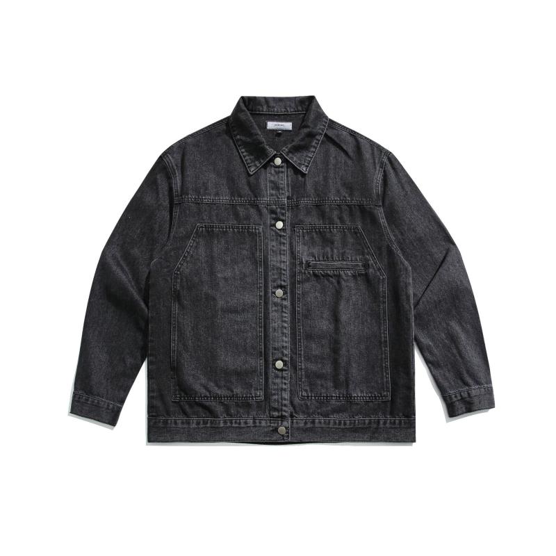 上衣 成人男性用 ジーンズ 綿 黒いこと 黒 M L XL XXL 秋物 防風 日系 細工物