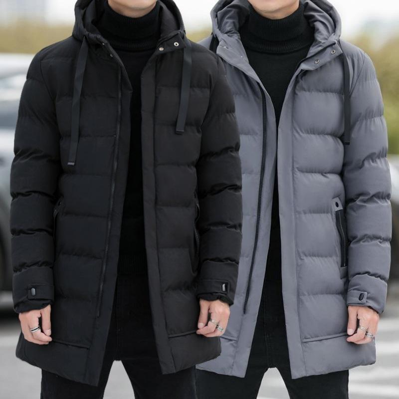 綿入りジャケット 男性用 中綿コート フード付き ポリエステル 防寒 暖かい 秋冬 カジュアル スタイル グレー ブラック グリーン 大きいサイズ 多ポケット