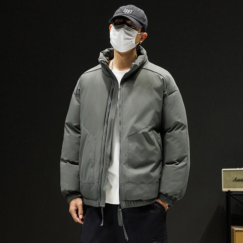 綿入りジャケット 男性用 秋冬 立襟 ゆったり 厚手 防寒 綿入り ジャンパー カジュアル アウター 深灰色 棕色 黒色 薄緑色 薄ベージュ ピンク系 ポリエステル繊維