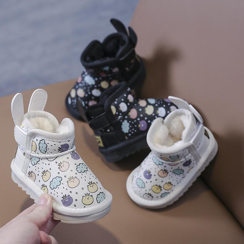 ベビー スノーブーツ 男の子 女の子 裏起毛 厚手 ショートブーツ 幼児 1歳 2歳 子供 練習靴 綿靴 黒 ベージュ