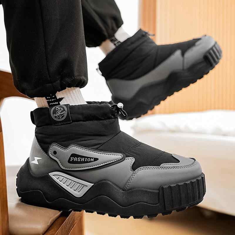 靴 メンズ 男性用 雪地靴 スノーブーツ 厚底 防滑 保暖 中・辞 羽?布 ワークブーツ ラウンドトゥ 黒 ブラック グレー ブルー