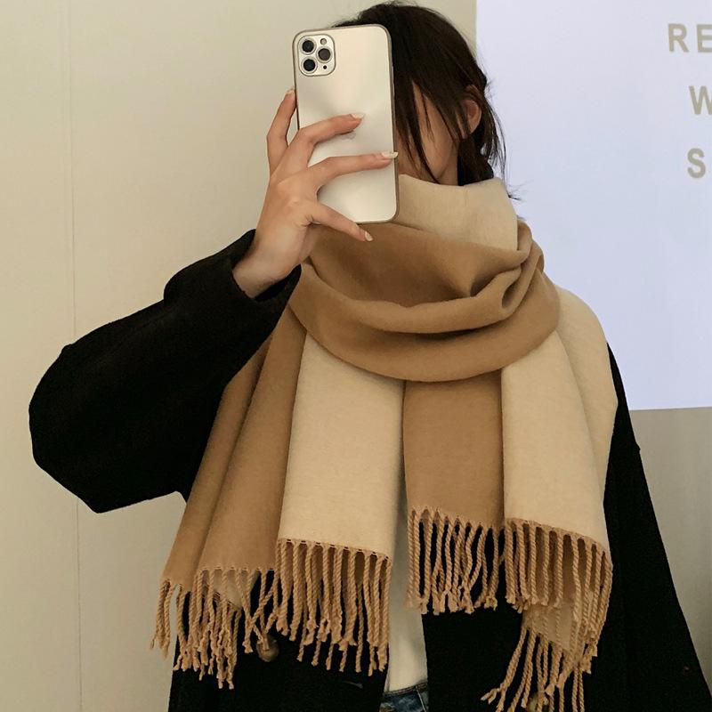 マフラー レディース ストール 秋冬 大判 リバーシブル カシミヤタッチ 無地 かわいい ショール ベージュ あったか 暖かい 防寒 冷房対策 ひざ掛け シンプル おしゃれ ファッション 通勤 旅行 女性用 プレゼント ギフト 米色