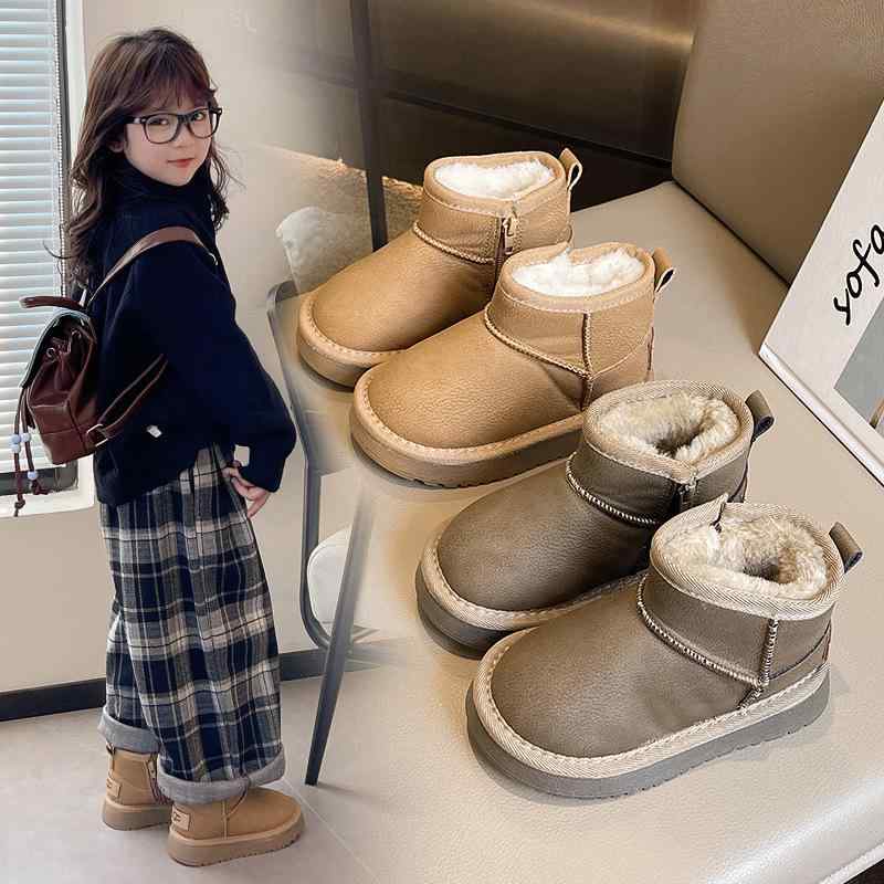 ブーツ キッズ スノーブーツ 防水 子供用 裏起毛 暖かい 大棉 靴 男の子 女の子 皮 ベビー靴 ブラック ブラウン 14.5cm 15cm 15.5cm 16cm 16.6cm 17.2cm 17.8cm 18.4cm 19cm 19.6cm 20.