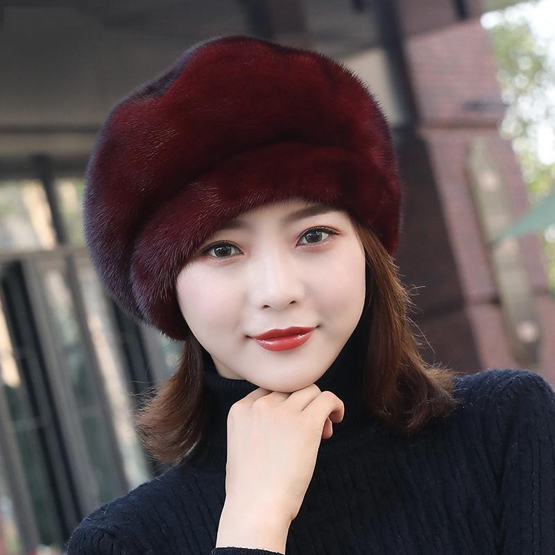 ベレー帽 レディース 秋冬 ミンクファー 帽子 防寒 保温 小顔効果 おしゃれ かわいい ファッション雑貨 服飾小物 白色 黒色 灰色 ワインレッド 十字貂色 コーヒー色
