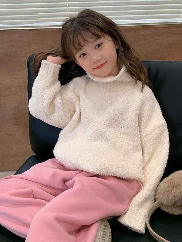 子供服 セーター 女の子 高学年 トップス 秋冬 長袖 ニット 高襟 ガールズ 普段着 かわいい 伸縮性 あったか 90 100 110 120 130 140 150 160