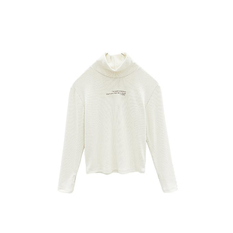 キッズ Tシャツ 高めのネックライン 秋冬 トップス 子供服 長袖 女の子 普段使い 伸縮性 聚?繊維 杏色 ブラック グレー
