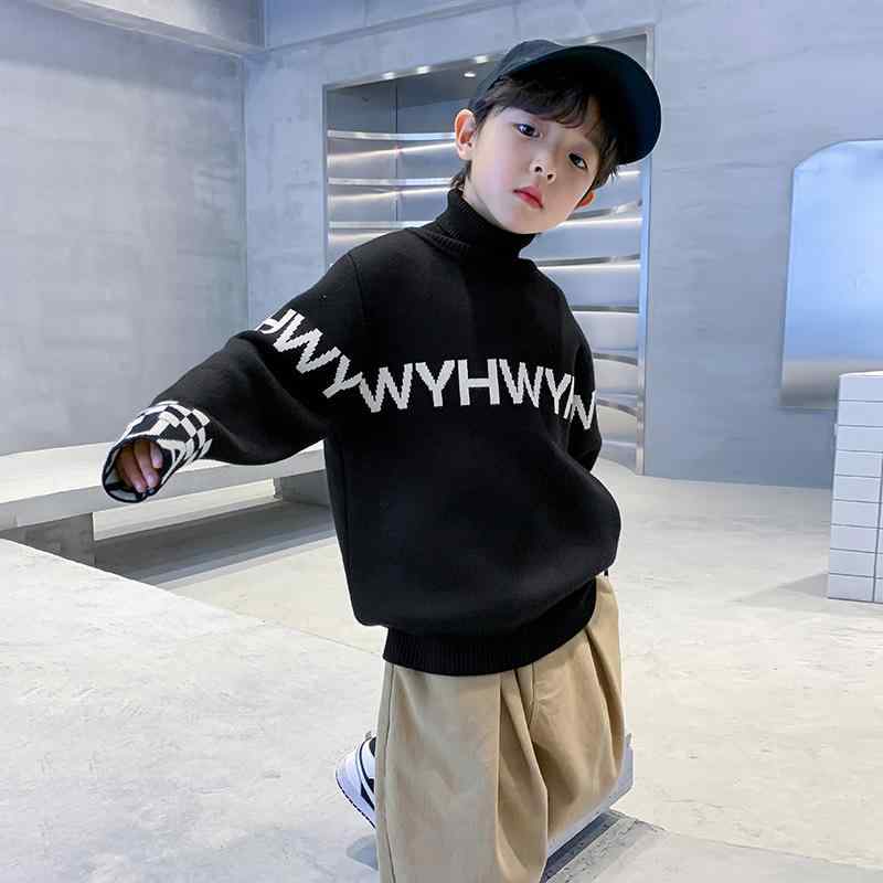 ニット キッズ 男の子 冬 高 襟 裏起毛 暖かい セーター 子供 服 トップス 韓国 風 大 厚手