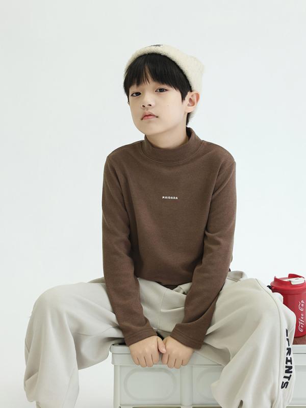 Tシャツ キッズ 秋冬 子供用 あったかインナー トップス 発熱 接触温感 ドイツ製マイクロファイバー 半ハイネック 長袖 男女兼用 120 130 140 150 160 170