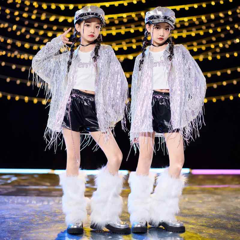 社交ダンスお召しもの キッズ お子さん服 御居処跳ねる ズージャー 社交ダンス 親子 ありの実ルック 韓国風 トップス 流れる フリンジ スパンコール 上衣 ズボン下 お臍出し 一こま 上演服 告げ知らせる会 読み合わせる着 110糎 120糎 130糎 140糎 150糎 160c 帽子-バッグ・小物・ブランド雑貨-ハット