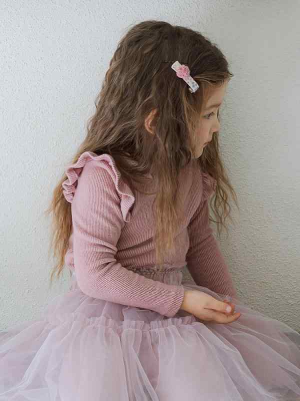 Tシャツ キッズ 女の子 長袖 ハイネック 花柄 レース フリル袖 カットソー 子供服 トップス 綿 秋冬 春秋 90 100 110 120 130 140 150 ピンク ブラウン ベージュ かわいい 普段使い