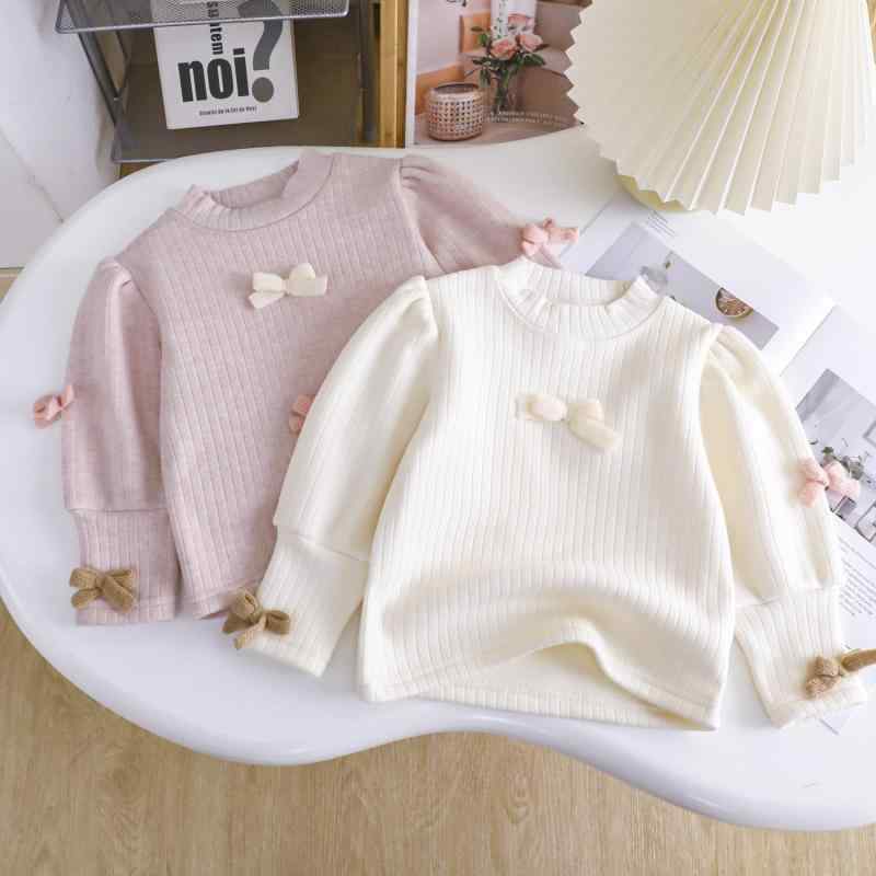 Tシャツ 女の子 秋冬 長袖 カットソー 女児 ベビー服 パフスリーブ ハイネック トップス 綿 チュニック かわいい 裏起毛 韓国風