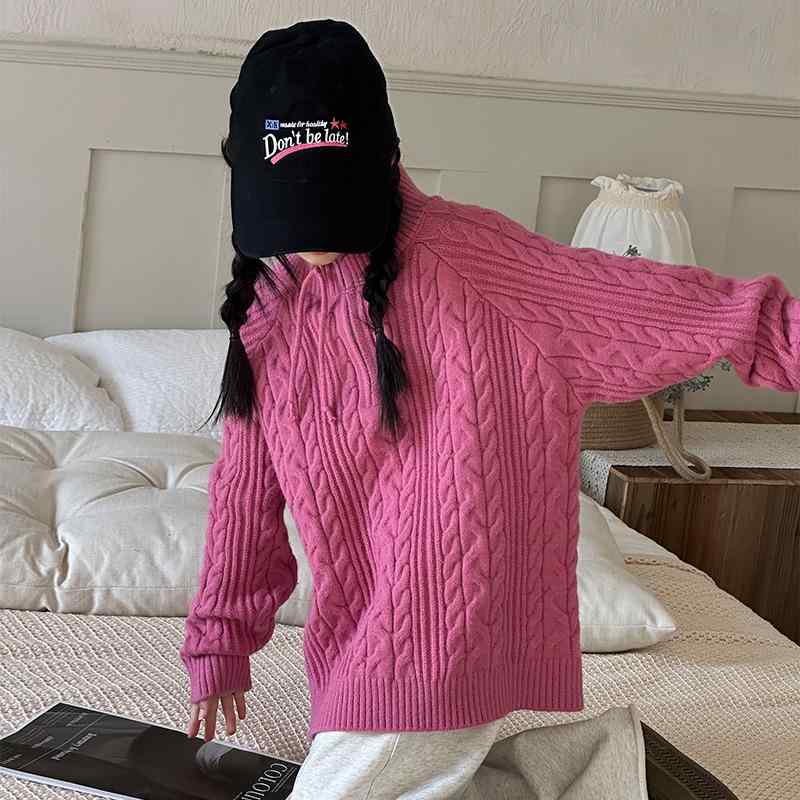 ニット・セーター ガールズ 子供服 秋冬 ハーフジップ 厚手 韓国風 かわいい おしゃれ トップス 通学 普段使い 120 130 140 150 160 170 センチ