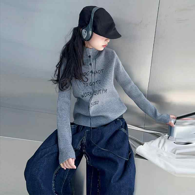 ニット・セーター キッズ ガールズ 秋冬 高学年 長袖 トップス 韓国子供服 アルファベット ゆったり かわいい 普段着 通学着