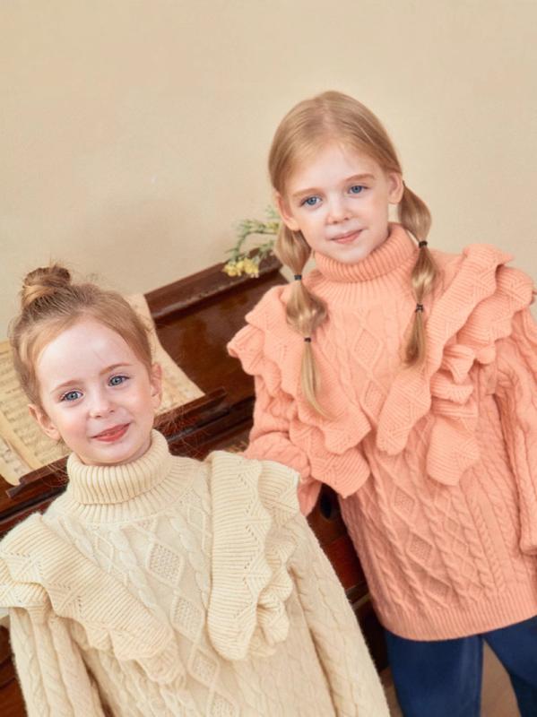 ニット 子供服 女の子 高品質 高島屋 カシミヤタッチ 高島屋セレクション ケーブル編み セーター トップス 長袖 カットソー 防寒 秋冬 かわいい 普段着 おしゃれ着 ミルキーホワイト オレンジ
