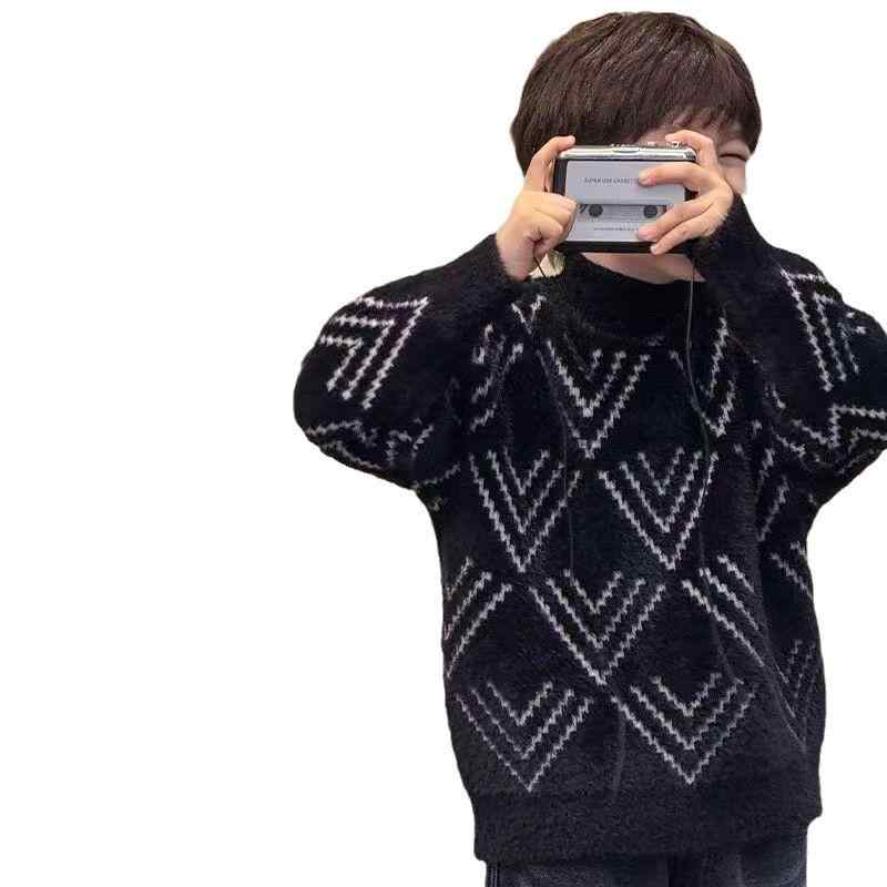 子供服 ニット セーター 秋冬 厚手 タートルネック プルオーバー トップス 中学生 高校生 男の子 ボーイズ 暖かい 防寒 かわいい おしゃれ 黒 120 130 140 150 160 170