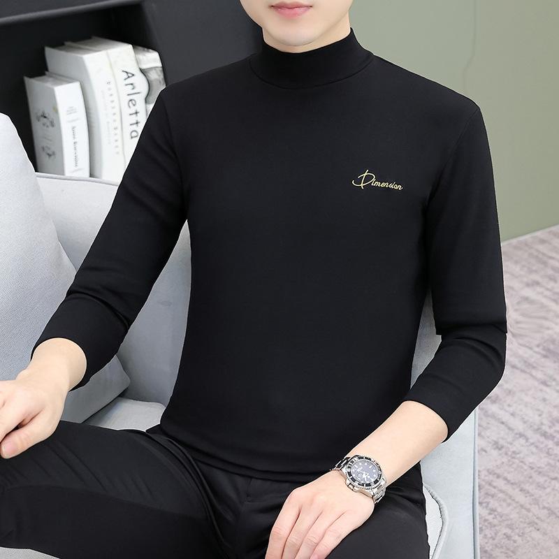 Tシャツ メンズ 男性用 長袖 秋冬 トップス インナーウェア コットン 高ネック 薄手 吸湿性 通気性 ブラック ワインレッド グレー ブルー