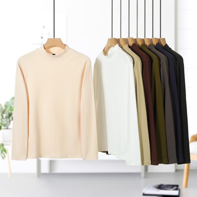 Tシャツ メンズ 男性用 秋冬 韓国風 長袖 無地 インナー レイヤード トップス ゆったり 普段使い カジュアル オシャレ ポリエステル