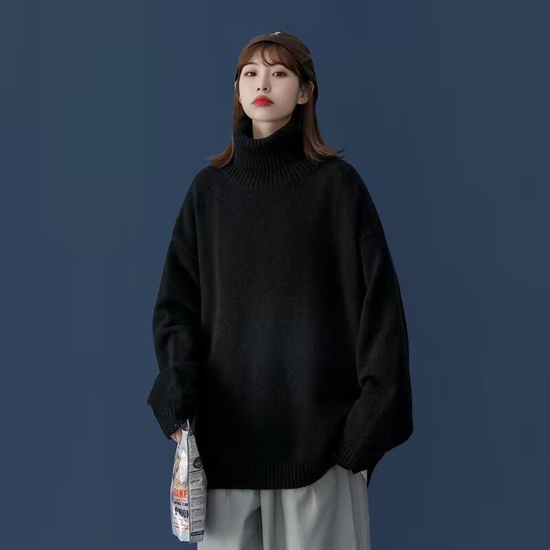 ニット メンズ 男性用 秋冬 厚手 韓国風 ゆったり トップス セーター 黒 ブラック 防寒