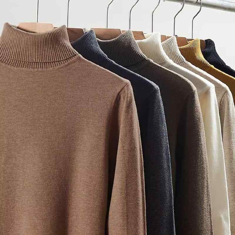 ニット メンズ 男性用 セーター タートルネック スリムフィット 韓国風 オシャレ 薄手 ウール ポリエステル ホワイト 白 ブルー 紺 レッド 赤 ブラック 黒 イエロー キャメル ブラウン グレー ベージュ 秋冬