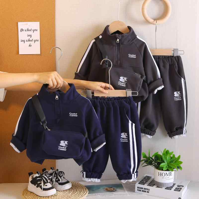 キッズ ボーイズ スウェット セットアップ 長袖 スポーツウェア 2点セット 1歳 2歳 3歳 4歳 5歳 春秋 綿80% 柔らかい 深青色 深灰色