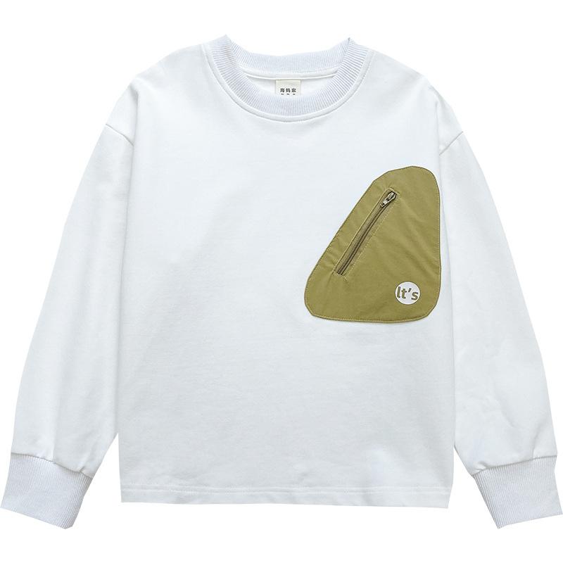子供服 トレーナー 男の子 春秋 長袖Tシャツ カットソー 丸首 コットン 110cm 120cm 130cm 140cm 150cm 160cm 170cm 紺色 白色