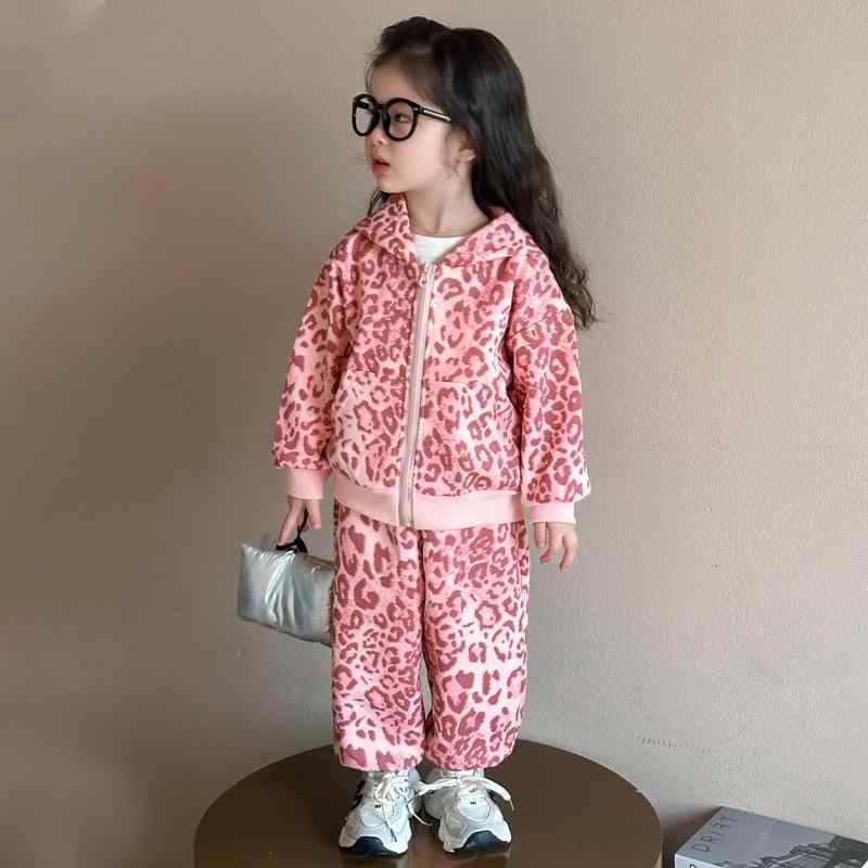子供服 セットアップ 女の子 ヒョウ柄 アウター 2点セット 長袖 長ズボン 秋物 普段着 おしゃれ かわいい 90 100 110 120 130 140 150