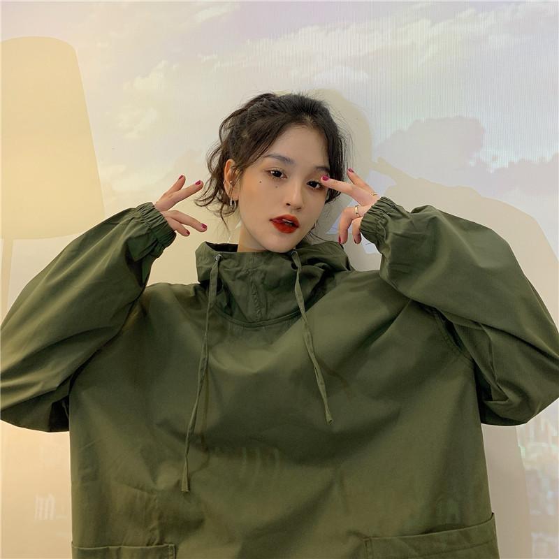 パーカー レディース 秋冬 薄手 韓国系 長袖 プルオーバー フード付き ゆったり スウェット トップス 女性 婦人 ブラック 黒 カーキ ミリタリーグリーン ポリエステル
