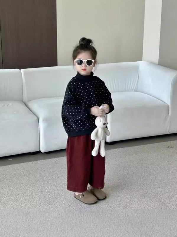 キッズ スウェットシャツ 秋冬 子供服 男女兼用 水玉模様 トレーナー 裏起毛 トップス かわいい ゆったりサイズ デイリーウェア