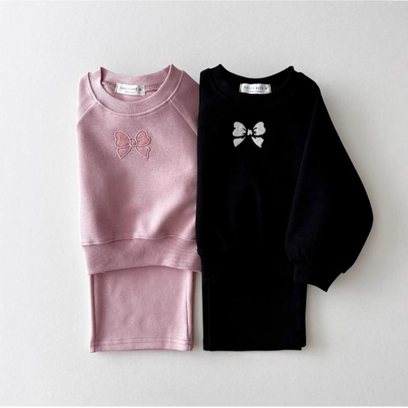 子供服 スウェット 上下セット 女の子 春秋 韓国風 刺繍 蝶 かわいい トップス パンツ 2点セット 長袖 普段着 部屋着 綿100% ブラック ピンク系