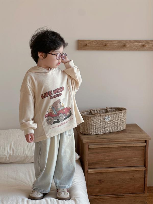 子供服 スウェット パーカー 男の子 女の子 春秋 韓国風 ゆったり かわいい 車柄 キッズ トップス 綿